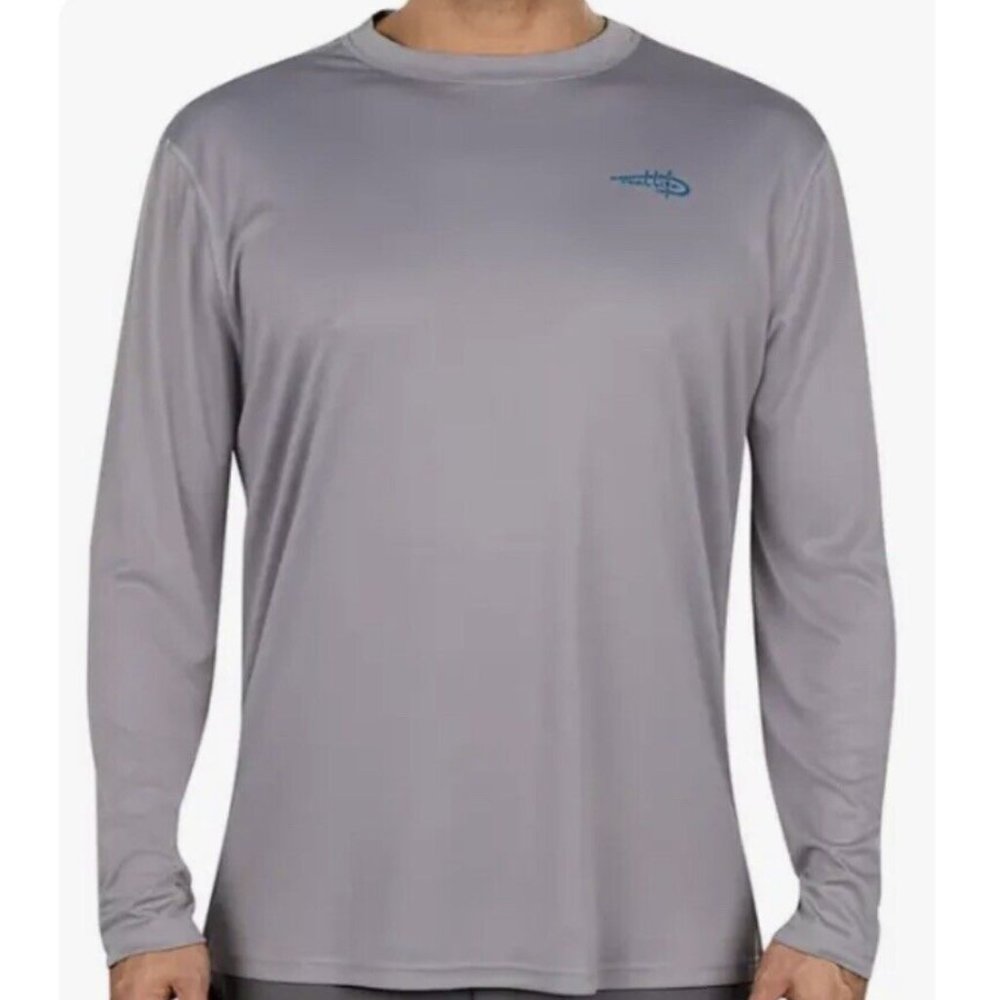 Reel Life Men's Longsleeve Outdoor Sun Defender UV TEE Small Grey NWOT